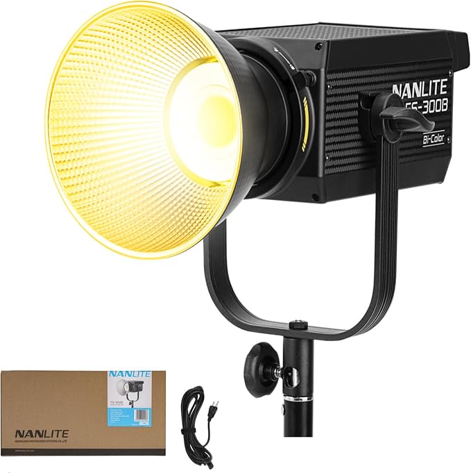 Nanlite FS-300B Bi-Color LED Video Light | 350W,2700K-6500K, CRI 96+, Bowens Mount, App Control, Professional Lighting for Photography YouTube & Live Streaming