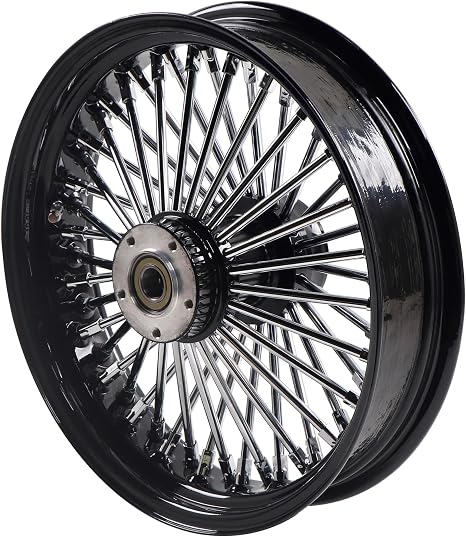FatFlex 16" Rear Wheel Chrome Fat Spokes Black 3.5" Rim