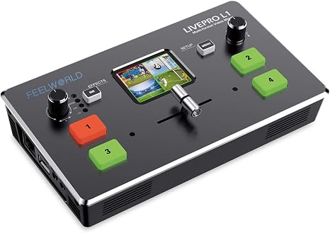 FEELWORLD LIVEPRO L1 4X HDMI USB 3.0 Multi Format Video Mixer Switcher | 2" TFT Display Screen for Real Time Live Streaming Multi Camera Production