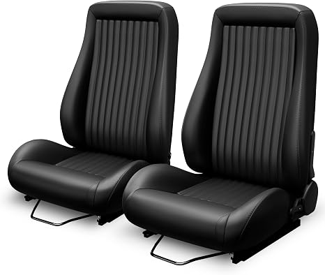 Universal Low Back Bucket Seats 1 Pair OBS Style Racing Car Seats w Sliders