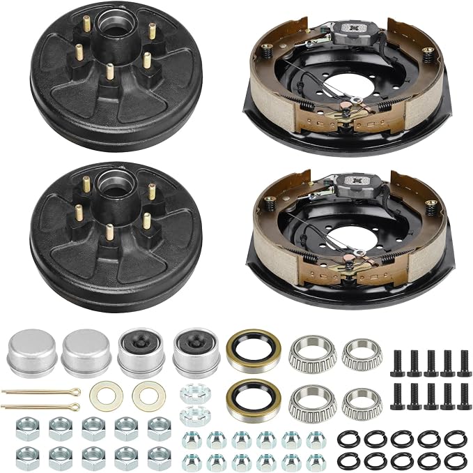 SEHNSUCHT Trailer Electric Brake Kit,6 Lug on 5.5" Bolt Brake Drum with 12" x 2" Self Adjusting Electric Brakes for 5200lb-6000lb Axles, Replacement for 12" Brake Drum