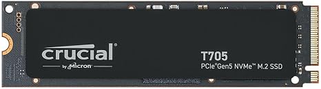 Crucial T705 PCIe Gen5 NVMe 2TB SSD, Up to 14,500MB/s, TLC NAND, Intel & Ryzen Compatible, for Hardcore Gaming & High-Speed Storage, Solid State Drive, Includes 1Mo Adobe CC – CT2000T705SSD3