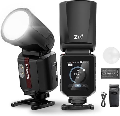 NEEWER 100Ws 2.4G TTL Round Head Flash Compatible with Canon Cameras, Compatible with Godox, Speedlite Light with Touchscreen 1/8000s HSS 2 Modeling Lamps TTL/M Toggle 3000mAh 500 Full Power, Z3R-C