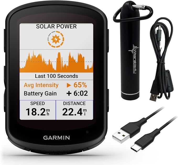 Garmin Edge 840 Solar GPS Cycling Computer, Touchscreen, Button Controls, Advanced Navigation with E-Bank Bundle