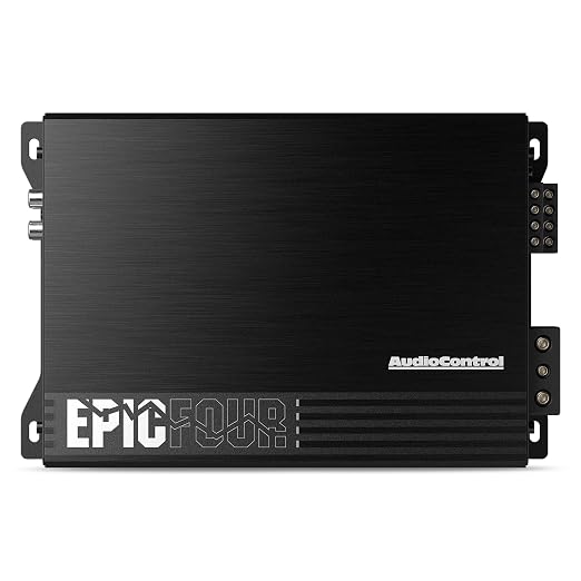 AudioControl EPICFOUR 4-Channel Amplifier Car Audio 800W RMS, Compact Digital Class D, High/Low Pass Crossover, RCA Line Level Inputs for Aftermarket Radios, Epicenter Link, Smart Auto Protection