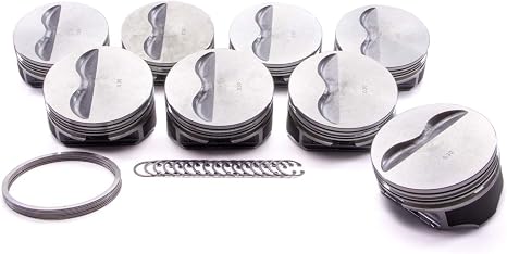 9908HC.030 Piston, Claimer Series, Hypereutectic, Flat Top, Compatible with Small Block Chevy, Set of 8