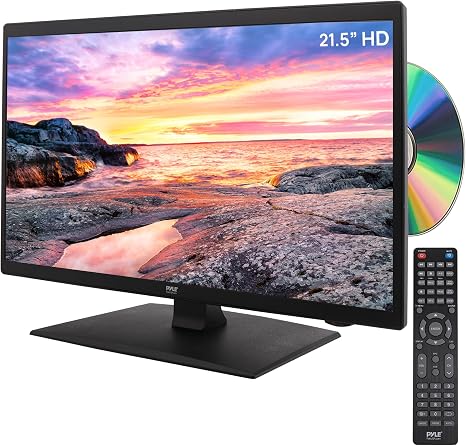 Pyle 21.5" LED Flat Screen TV – 1080p Small TV Monitor w/HDMI, RCA, Slot-in DVD, 12V/24V Car Adapter, Stereo Speakers, VESA Wall Mountable Television, Includes Remote Control – Compact FHD Display