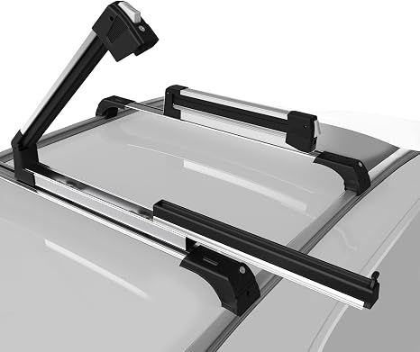 Ski Rack for Car Roof with Sliding Extension - 35" Universal Ski & Snowboard Rack with Lock | Holds 6 Pairs of Skis or 4 Snowboards - Fits All Types of Cross Bars