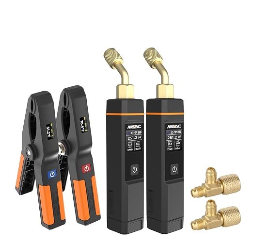 NAVAC SK2TP1 Wireless Smart Refrigerant Diagnostics Kit | Includes NST1 & NST2 Temperature Clamps, NSP1 Pressure Probes, F1030 Tee Connectors | A2L Compatible Diagnostic Tools for HVACR Professionals