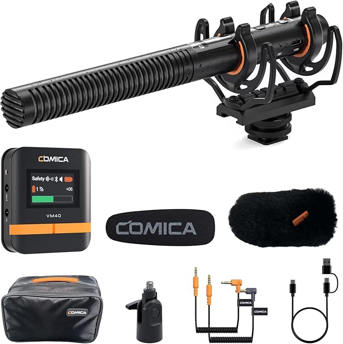 COMICA VM40 Shotgun Microphone – 48kHz/32-bit Float Recording, Wired & Wireless Modes, 32GB Onboard Storage – Compatible with Canon, Nikon, Sony Cameras & Camcorders for YouTube, Interviews & Filming