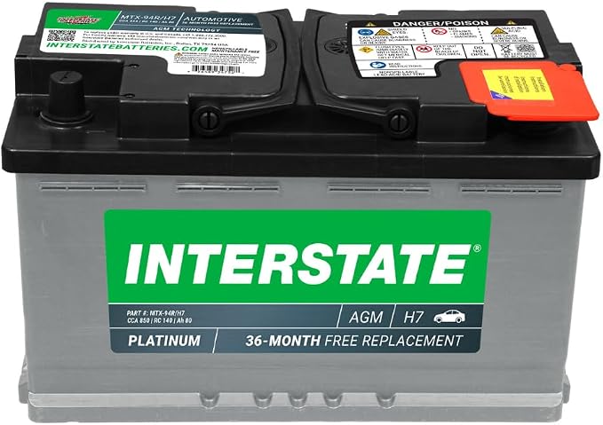 Interstate Batteries Car Battery 12V 80Ah 850CCA Group H7, 94R AGM