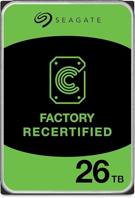 Seagate Exos 26TB Internal Hard Drive HDD - 3.5 in CMR SATA 6Gb/s, 7200 RPM, 512MB Cache, 2.5M MTBF (ST26000NM000C) (Renewed)