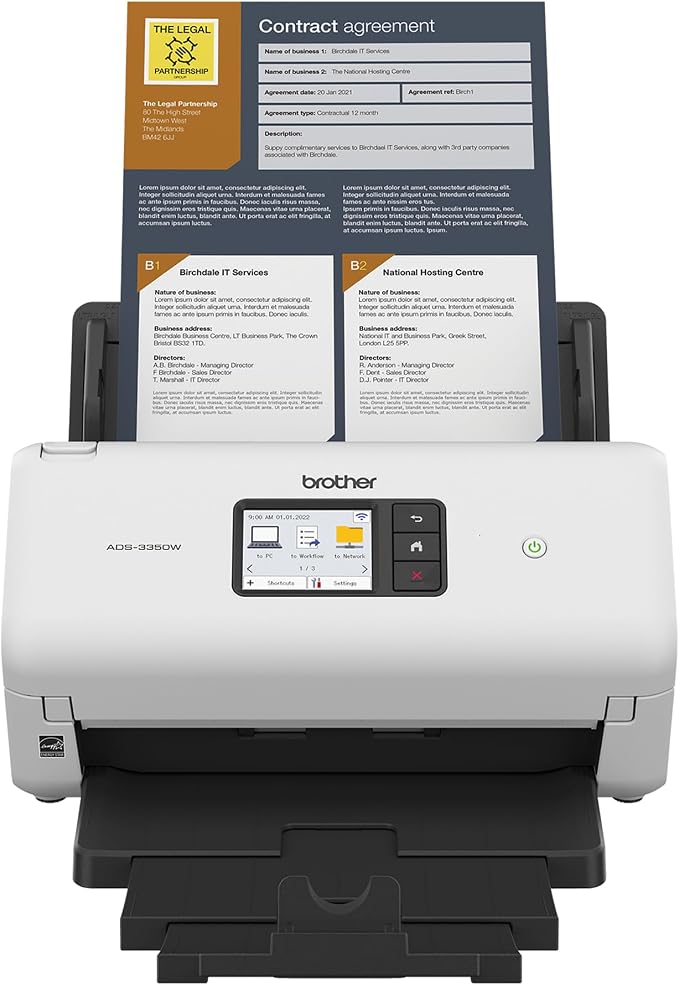 Brother ADS-3350W Wireless High-Speed Desktop Scanner | 2.8-inch Touchscreen | Scans Up to 40ppm1