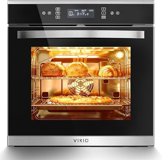 24" Electric Single Wall Oven, 2.83 Cu.Ft (80L) Built in Oven, 240V 3220W, Touch Control with Safety Lock, 11 Cooking Functions for Smart Kitchen Life