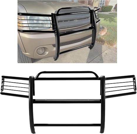 Black Grill Guard Compatible with 2000-2006 Toyota Tundra 2001-2004 Toyota Sequoia Steel Black Powder Coated Front Bumper Brush Grill Grille Guard Bull Bar Brush Push Bar