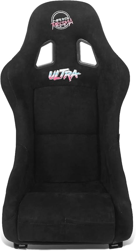 NRG Innovations NRG-FRP-303BK-ULTRA Universal Fixed Back Bucket Racing Seat with Side Mount Adapters for 6-Point Harnesses, Size M, Black Seat Cover, 22" W X 34" H X 21" D