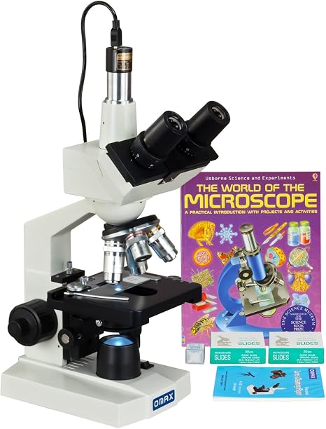 OMAX M83EZ-SCP-WM-C50S 40-2500X LED Digital Trinocular Lab Microscope | 5MP CMOS Sensor USB 2.0 Connectivity Built-In LED Illumination
