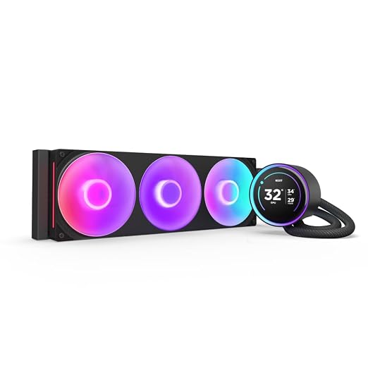NZXT Kraken Elite 360 RGB - 360mm AIO CPU Cooler, LCD - Black | 360mm RGB AIO with 2.36-inch LCD and F360 RGB Core fan. Flagship display cooling with synced RGB via CAM.