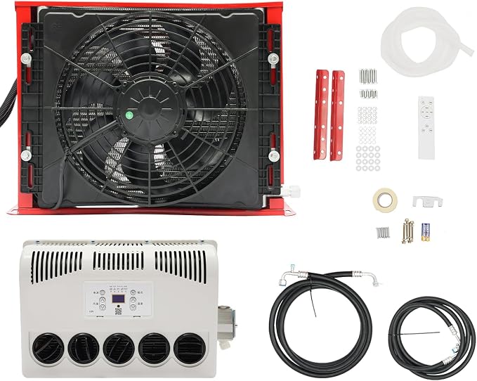 12V Air Conditioner, Split Type 11000 BTU Truck Cab Air Conditioner for Semi Trucks Bus Caravan, AC Unit Electric Mini Split Cooling Rapidly RV Air Conditioners