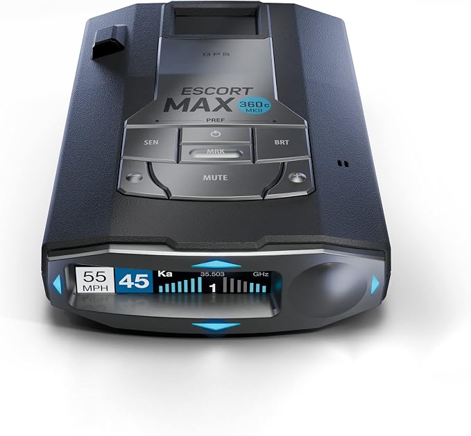 Escort MAX 360c MKII Laser Radar Detector, 360° Directional Arrows, Black | Dual-Band Wi-Fi and Bluetooth Enabled, Exceptional Range, Shared Alerts, Apple CarPlay and Android Auto Compatible