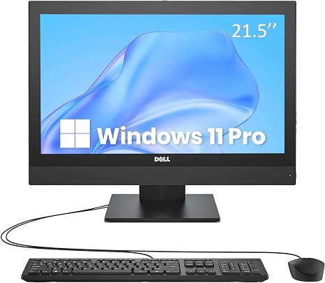 Dell OptiPlex 5250 All in One Desktop PC, 21.5-inch AIO Computer, Intel Pentium G4560, 8 GB RAM, 256 GB SSD, No-Camera, Wi-Fi, Keyboard and Mouse, Windows 11 Pro (Renewed)