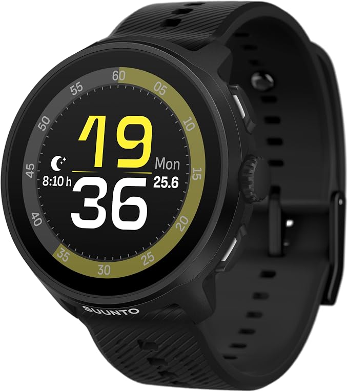SUUNTO Run GPS Sport Running Watch, Lightweight 1.32" AMOLED Black Silicone | Dual-Band GNSS, 12D Battery Life, Touchscreen, 34+ Sports, Daily Activity&Recovery Tracking, 4GB Offline Music, SUUNTO App