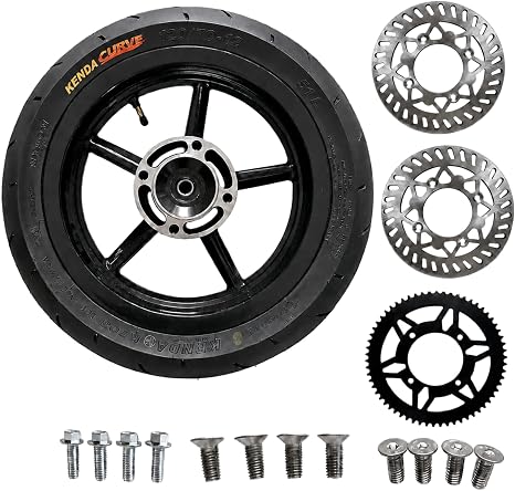 12 Inch Supermoto Wheels Set: The Supermoto Wheel Kit includes 110/70-12& 120/70-12 Tires, Dual Rotors and a Sprocket, Fits Yozma IN10 Heybike Tuttio Soleil01 Mototec RTR EM5 Razor MX350 MX650