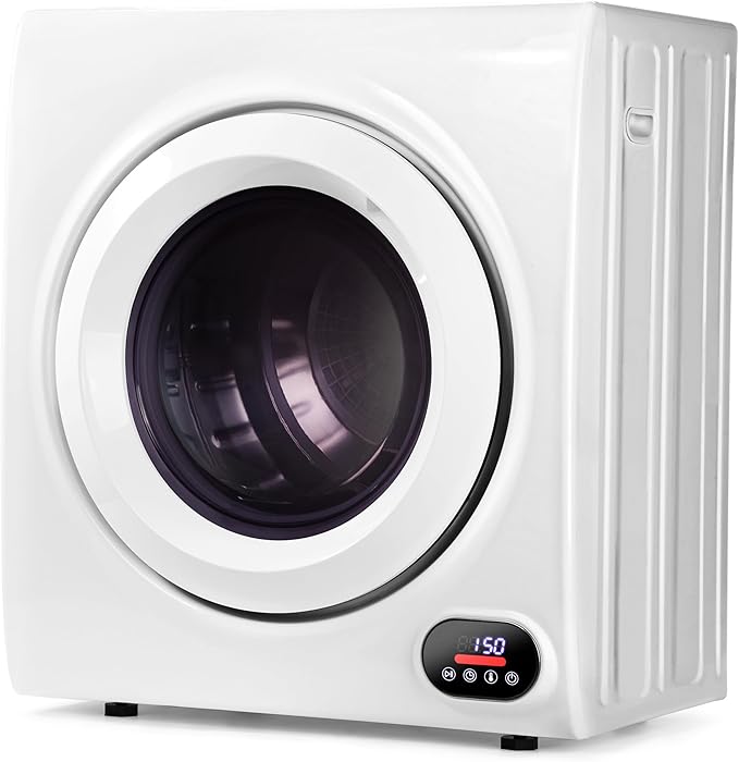 Euhomy 3.5 Cu.Ft. Clothes Dryer, 120V Portable Dryers for Laundry, 1500W, 4 Functions, LCD Control Panel Compact Dryer with Exhaust Pipe, Front Load Dryer Machine, Apartment, Home, RV, White