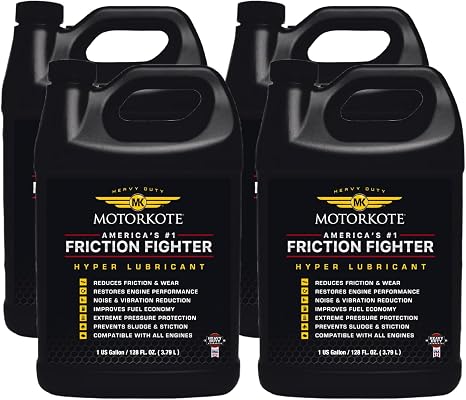 Motorkote Hyper Lubricant Heavy Duty Engine Treatment | Friction Reducer for Gas & Diesel Engines | 1 Gallon, 4-Pack
