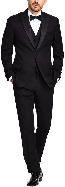 Men's 100% Wool Modern Fit Single Breasted Three Piece Tuxedo - Colors
