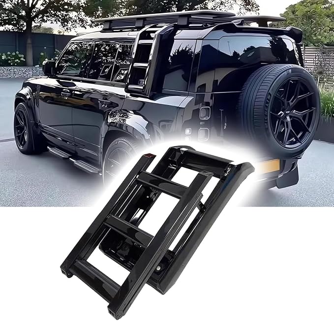 Gloosy Black Side Access Ladder fit for Land Rover Defender 110 90 130 2020-2026 Rack Side Window Roof Step Ladder