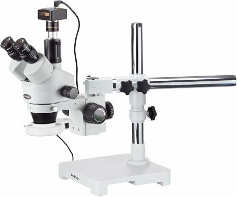 AmScope SM-3TZ-54S-8M Digital Professional Trinocular Stereo Zoom | 3.5X-90X Magnification Range 8MP CMOS Sensor USB 2.0 Connectivity 0.5X Reduction Lens Included 76mm Stereo