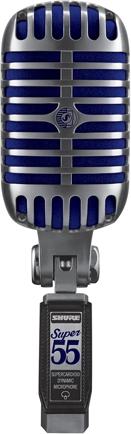 Shure Super 55 Deluxe Supercardioid Dynamic Vocal Microphone | Vintage-style Unidyne vocal mic with iconic look, classic sound and rugged die-cast casing; includes thread adapter