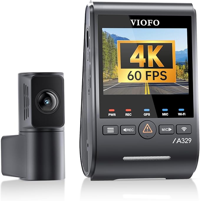 VIOFO A329S 4K 60FPS Dash Cam Front and Rear, STARVIS 2 HDR, Wi-Fi 6