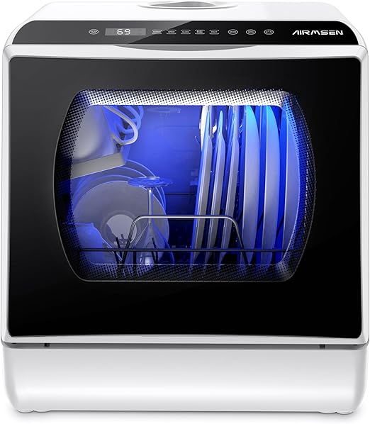 AIRMSEN Portable Countertop Dishwasher, No Hookup Needed