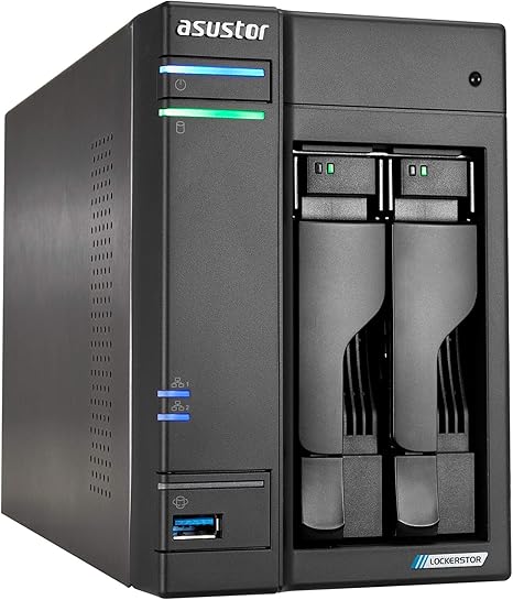 Asustor Lockerstor 2 Gen2 AS6702T - 2 Bay NAS, Quad-Core 2.0 GHz CPU, 4x M.2 NVMe slots (PCIe 3.0), Dual 2.5GbE, 4GB DDR4 RAM, Network Attached Storage (Diskless)