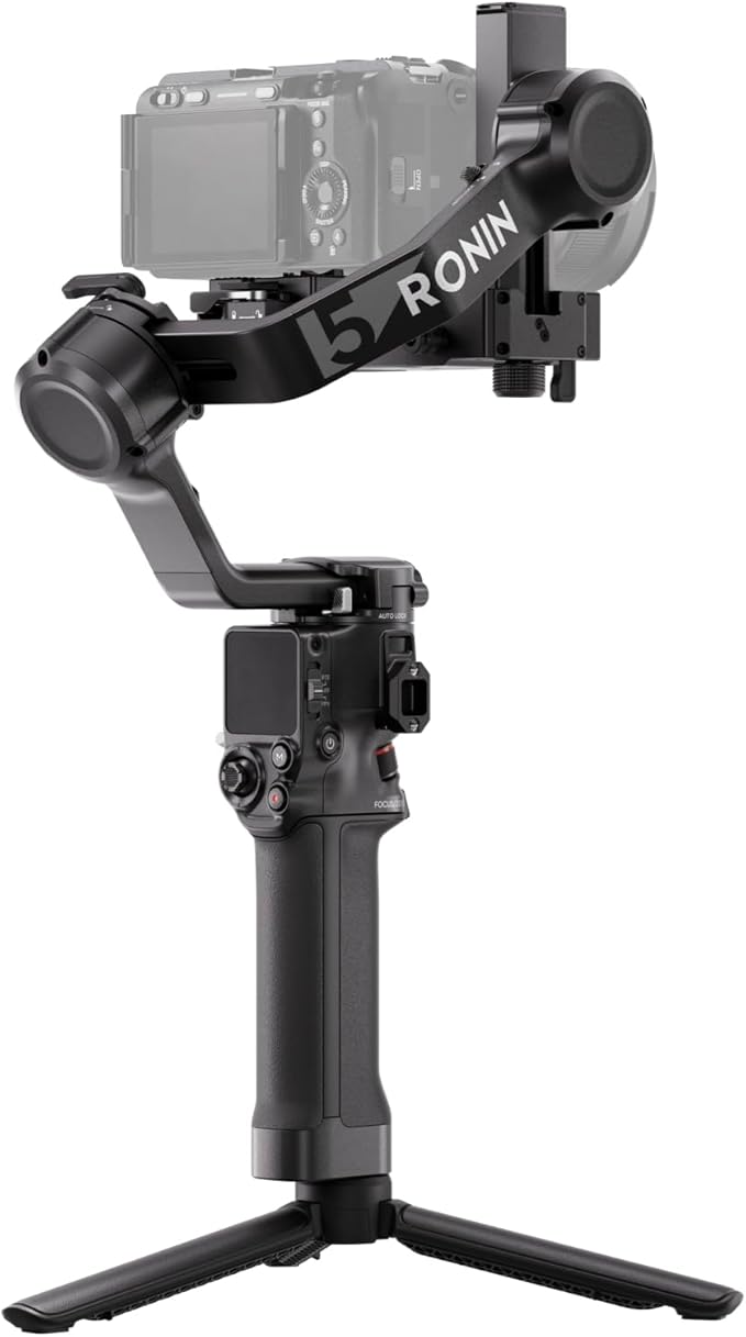 DJI RS 5, Gimbal Stabilizer for Camera, Canon/Sony/Nikon/Fujifilm | Fine-Tuning Knobs, 2nd-Gen Automated Axis Locks, Quick-Open Tripod, Z-Axis Indicator