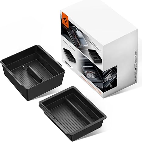 Spigen Console and Armrest Organizer for Model Y Juniper, YL & 3 Highland | Only Premium & Performance (2026/2025) | Center Console Organizer and Armrest Console Organizer [Smooth Sliding, Max Storage]