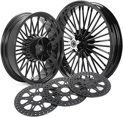 TOFR 21x3.5 18x5.5 Black Wheels w/ 11.8 Rotors For Harley Touring 09-25