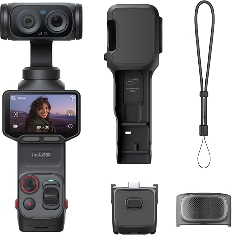 Insta360 Luna Ultra - 8K Vlogging Camera with Dual Leica Lenses, 12× Zoom, 1" Sensor, Detachable 2" Touchscreen, Triple AI Chip, Pocket Gimbal Camera for Vlog Photography-Cosmic Black