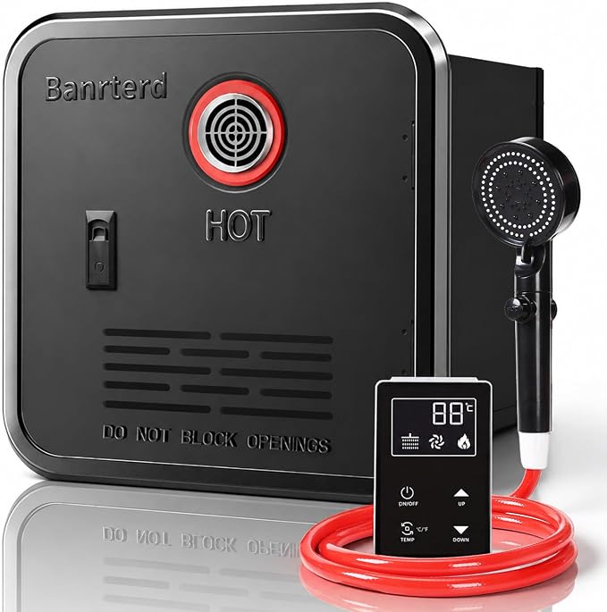 RV Tankless Water Heater, High Altitude Available, DC 12V, Black