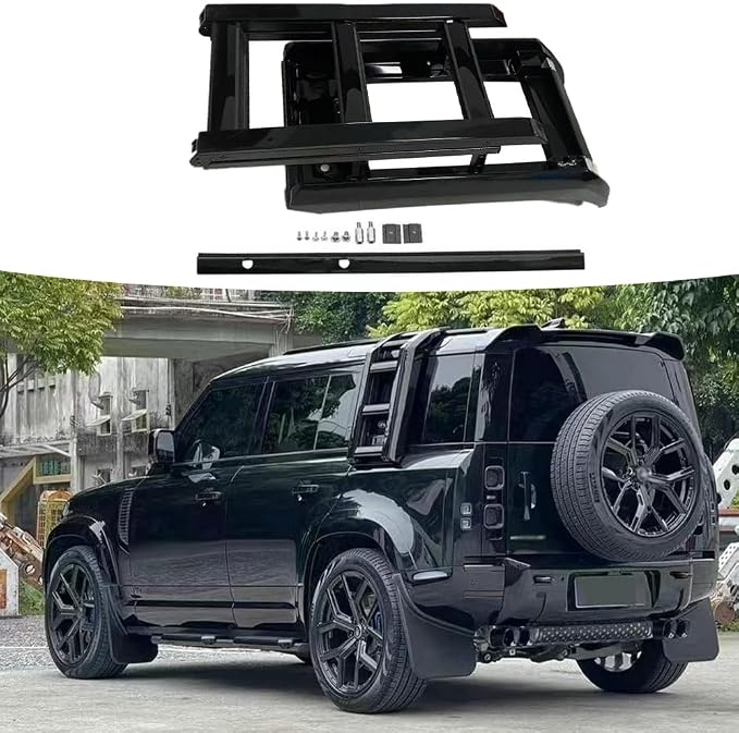 Foldable Liftable Ladder Roof Rack Access Fits for Land Rover Defender 110 2021-2026 (Glossy Black)