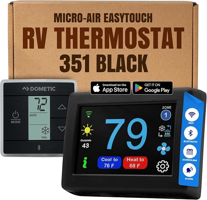 MICRO-AIR EasyTouch Digital RV Thermostat Replacement, 351 Black