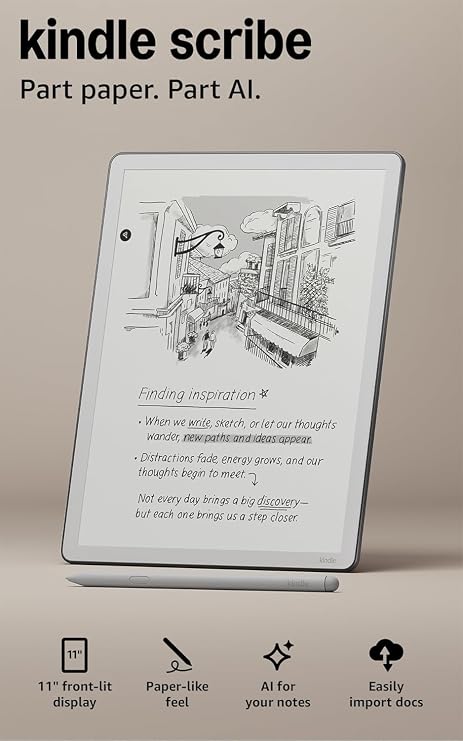 Amazon Kindle Scribe 32GB (newest model) — 11” paper-like display with front light — One notebook to replace them all — Write in notebooks, documents, and books. Includes Premium Pen - Graphite