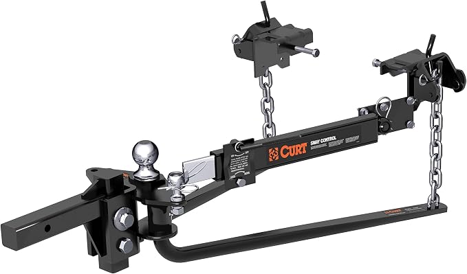 CURT 17063 Round Bar Weight Distribution Hitch with Sway Control, 14,000 lb