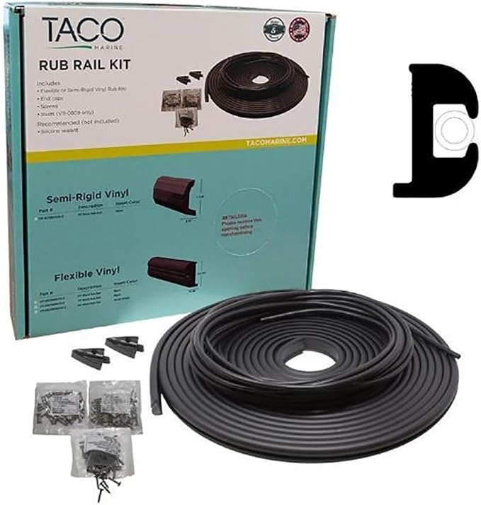 Taco Metal RUB Rail KIT Flex Vinyl WH 50'
