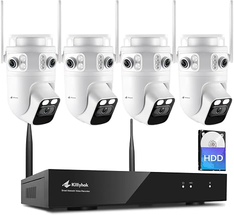 Kittyhok Home Security Camera System Wireless, 2K Triple Lens Cameras
