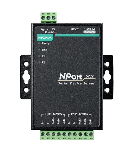 MOXA NPort 5232 2-Port Serial Device Server, 10/100 Ethernet, RS422/485, Terminal Block