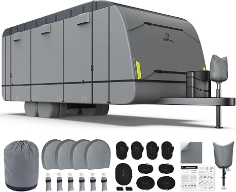 Travel Trailer RV Cover, Heavy-Duty 600D Fabric, 34'1''-37'