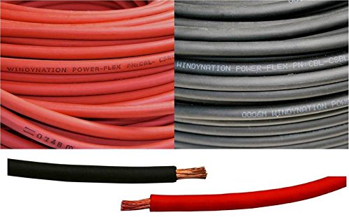 WINDYNATION 4/0 AWG 4/0 Gauge Red and Black Welding Lead & Car Battery Copper Cable Wire - Car, RV, Inverter, Solar, Battery